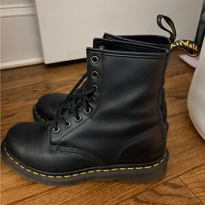 Dr. Martens Black Boots with Yellow Stitching